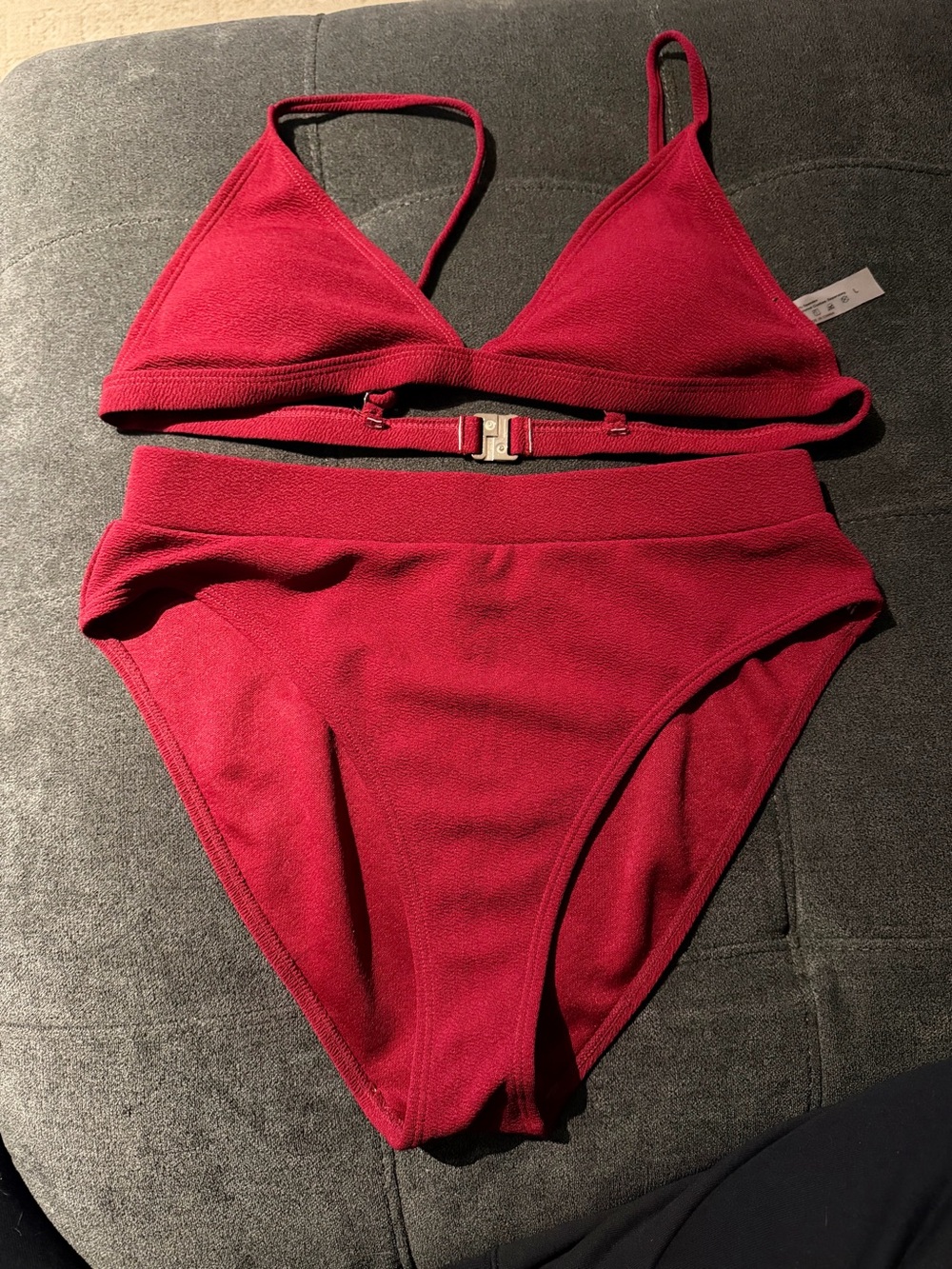 Women's Maroon Triangle Bikini Set - High-Waist Briefs
